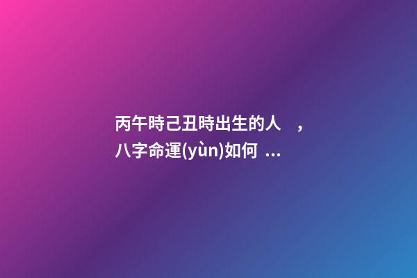 丙午時己丑時出生的人，八字命運(yùn)如何？